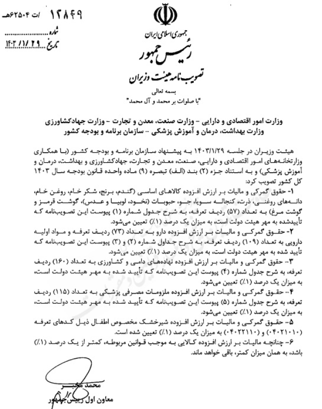 اظهار حقوق گمرکی و مالیات بر ارزش افزوده کالاهای اساسی 2